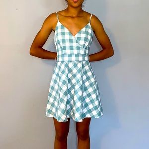 EUC B.Darlin green and white checkered dress.